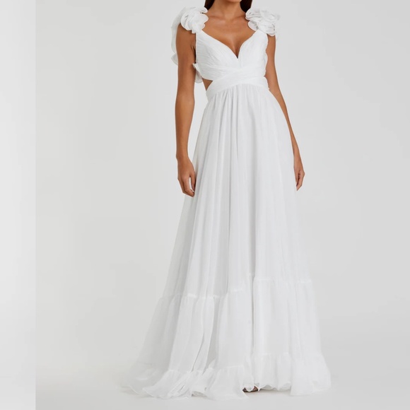 COPY - Ruffle Tiered Cut-Out Chiffon Gown - Picture 1 of 3